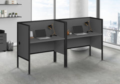 Office Cubicle, 48"l, Desk, Work, Commercial Grade, Grey Laminate, Black Metal, Contemporary, Modern