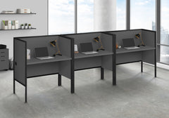 Office Cubicle, 48"l, Desk, Work, Commercial Grade, Grey Laminate, Black Metal, Contemporary, Modern