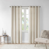 Plaid Rod Pocket and Back Tab Curtain Panel with Fleece Lining Natural 50x84"