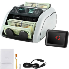 Money Counter Machine, Bill Counter with UV, MG, IR and DD Counterfeit Detection, USD & EUR Cash Counting Machine with Large LCD & External Display for Small Business