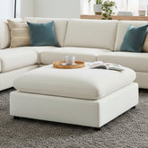 Caylie Ivory Fabric Ottoman