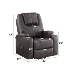 Brown Leather Recliner Aire w/Power Lift & Massage