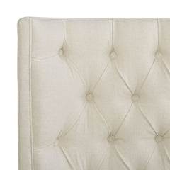 Brooklyn King Tufted Panel Bed Headboard and Footboard Set, Light Beige Linen