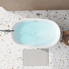 47'' Acrylic Freestanding Bathtub-Acrylic Soaking Tubs, White Bathtub, Oval Shape Freestanding Bathtub With Chrome Overflow and Pop-Up Drain CUPC Certificate