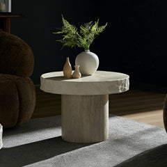 23.82 inch Faux MARS Textural Patterns Coffee Tables for Living Room Apartment No Need Assembly Beige
