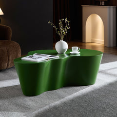 50 Inch Unique Shape Coffee Table Sturdy Fiberglass Tea Table for Living Room No Need Assembly GREEN