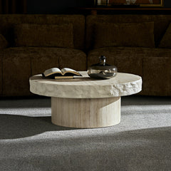 31.69 inch Faux MARS Textural patterns Coffee Tables for Living Room ,No Need Assembly Beige