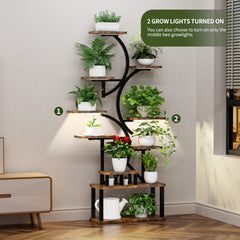 68.5" Tall 10-Tier Plant Stand with 5 Grow Lights, S-Shaped Corner Plant Rack for Indoor Plants, Perfect for Living Room, Garden & Patio
