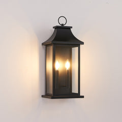 Outdoor Wall Lantern 2-Light, 22" Large Outside Wall Sconce, Modern Black Wall Light Fixture with Glass, Waterproof Exterior Lamp for House, Porch, Garage (Bulbs Not Included)