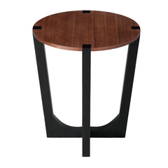 ACACIA SOLID WOOD SIDE TABLE,BROWN & BLACK COLOR