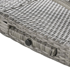 K&K 80'' Outdoor Wicker Chaise Lounge Chairs Set of 2, Patio Rattan Reclining Chair Pull-out Side Table Adjustable Backrest Ergonomic Wave Design Pool Sunbathing Recliners, Grey