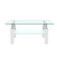Rectangle Glass Coffee Table, Clear Coffee Table, Modern Side Center Tables for Living Room, Living Room Furniture (Old Sku:W24136821)