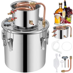 12L Water Alcohol Distiller 3GAL Copper Wine Making Boiler Multi Home DIY Brewing Distilling Kit for Fruit Wine, Water, Brandy, And Refining Plant Extracts