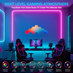 Hexagon Lights (10 Pack) LED Wall Panels, RGB Gaming Lights with APP, Smart Modular Panel Hex Tiles Push Glide Expansion Shapes Light