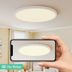 16inch Flush Mount Ceiling Light, 32W 3520LM 5CCT Selectable, Dimmable LED Ceiling Light Fixture for Kitchen Bedroom Living Room, Modern Low Profile Style