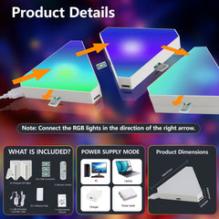 20-Pack Triangular Light Panels – Smart RGB LED Wall Lights with App & Remote – Music Sync Gaming Lights for Gamers, Game Room Decor, Gaming Equipment, Living Room, Bedroom, Kids & Adults