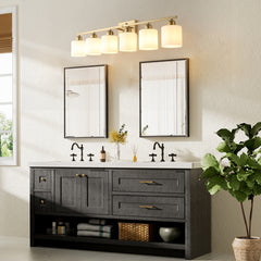 6 Light Gold Bathroom Vanity Light, Gold Bathroom Light Fixtures, 38" Modern Brushed Gold Vanity Lighting Fixtures for Bathroom Over Mirror, Gold Sconces Wall Lighting for Bedroom Living Room