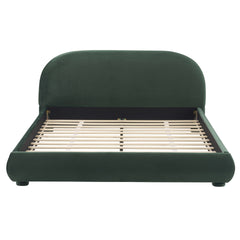 Dark Green Velvet Soft Bed: Light Luxury Texture, Adding a High-end Atmosphere to Bedroom,Queen