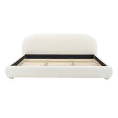 Cream Style Fabric Upholstered Bed, Simple Modern Bedroom Double Bed,King