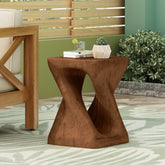MGO Twist Shape Side Table, Wood-like texture, antique brown Color