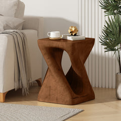 MGO Twist Shape Side Table, Wood-like texture, antique brown Color