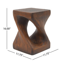 MGO Twist Shape Side Table, Wood-like texture, antique brown Color