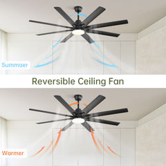 66 Inch Modern Ceiling Fan with Lights and Smart Remote Control 6 Speed Reversible Noiseless DC Motor for Indoor