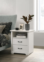 Elara 22"W White 2-Drawer Nightstand Bedside Table with USB charging Ports