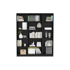 Bartow 3 Piece Home Bookcase set, 60" Wide with 15 Shelves , Living Room Set Set Black
