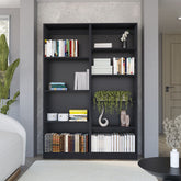 2 Piece Bookcase Living Room Set, Storage Cabinet, 49" Wide and 9 Shelves Matt Gray / White