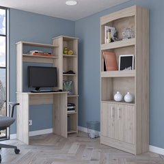 2 Piece Office Set, Bookcase + Desk, Light Gray