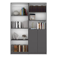 Dupree 2 Piece Home Bookcase set, 49" Wide with 9 Shelves , Living Room Matt Gray / White