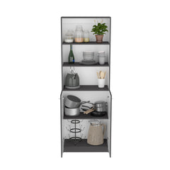 Lecanto 3 Piece Home Bookcase set, 74" Wide with 13 Shelves and 2-door Cabinet , Living Room Set Matt Gray / White