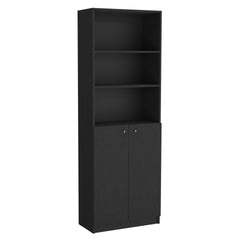 Lecanto 3 Piece Home Bookcase set, 74" Wide with 13 Shelves and Two-Door Cabinet , Living Room Set Set Black