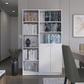 Micco 2 Piece 2 Piece Home Bookcase set, 42" Wide with 8 Shelves and Double Door Cabinet, Living Room Set White