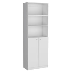 Hialeah 3 Piece Home Bookcase set, 74" Wide with 10 Shelves and Two Double-Door Cabinet , Living Room Set White