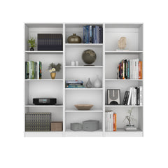 Lainor 3 Piece Home Bookcase set, 74" Wide with 13 Shelves , Living Room Set Set White