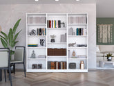 Bartow 3 Piece Home Bookcase set, 74" Wide with 14 Shelves , Living Room Set Set White