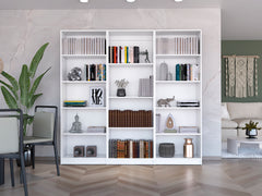 Bartow 3 Piece Home Bookcase set, 74" Wide with 14 Shelves , Living Room Set Set White