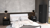3 Piece Bedroom Set, London Armoire + 2 Omaha Nightstands, Black