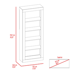 Andina Bookcase, Vertical Design, Five Shelves -Black