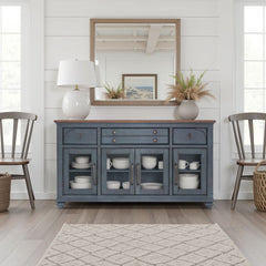 Americana Buffet Server Cabinet, No Assembly Required, Corduroy Blue Finish
