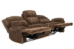 Contemporary Chocolate Fur Like Corduroy 1pc Motion Sofa Living Room Reclining Plush Couch