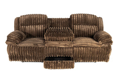 Contemporary Chocolate Fur Like Corduroy 1pc Motion Sofa Living Room Reclining Plush Couch