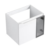 24" Wall-Mounted Bathroom Vanity, 2-Soft Close Doors,Glossy White Vanity & Grey Glass 1/2 Door, Plywood (KD-Packing)-Excluding Sink