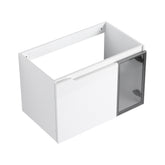 30" Wall-Mounted Bathroom Vanity, 2-Soft Close Doors,Glossy White Vanity & Grey Glass 1/2 Door, Plywood (KD-Packing)-Excluding Sink