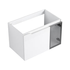 30" Wall-Mounted Bathroom Vanity, 2-Soft Close Doors,Glossy White Vanity & Grey Glass 1/2 Door, Plywood (KD-Packing)-Excluding Sink