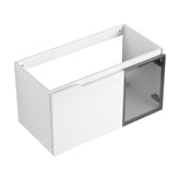 36" Wall-Mounted Bathroom Vanity, 2-Soft Close Doors,Glossy White Vanity & Grey Glass 1/2 Door, Plywood (KD-Packing)-Excluding Sink