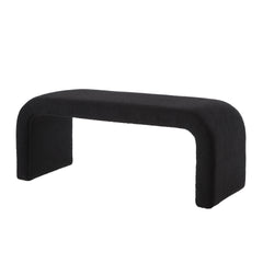Set of 3 U-Shaped Modern Bench Teddy Ottoman Bench for Entryway, Bedroom End of Bed, Set of 3 Small Sofa Footrest Extra Seating for Living Room, 44+18 Inch Bench Bench & Ottoman- Black