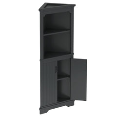 Tall Corner Cabinet with Doors for living room, bathroom,Dining Room or Kitchen,Black
